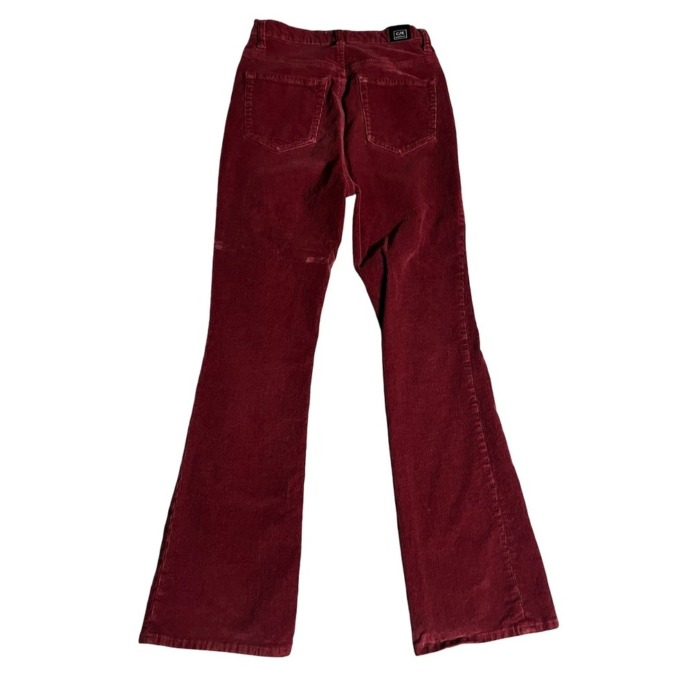 Current/Elliott Burgundy Corduroy Flare Leg Pants Womens 27 High Rise Red